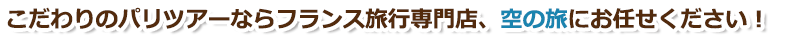 こだわりのパリツアーならフランス旅行専門店、空の旅にお任せください!