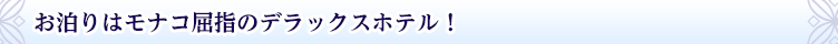 お泊りはモナコ屈指のデラックスホテル!