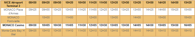 ニース・空港〜モナコ間 シャトルバスのご案内
