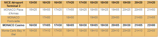 ニース・空港〜モナコ間 シャトルバスのご案内
