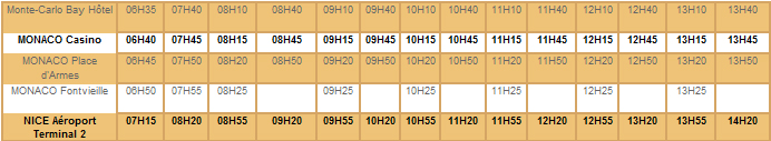 ニース・空港〜モナコ間 シャトルバスのご案内