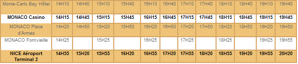 ニース・空港〜モナコ間 シャトルバスのご案内